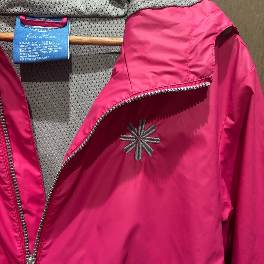 Charles River Pink Rain Jacket 2XL Hooded Windbreaker Plus Size - Picture 2 of 7
